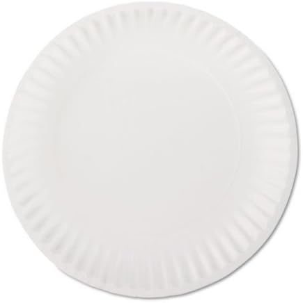 AJM Packaging PP9GREWH 9' White Paper Plates Green Label (10 Packs of 100) by Horarary