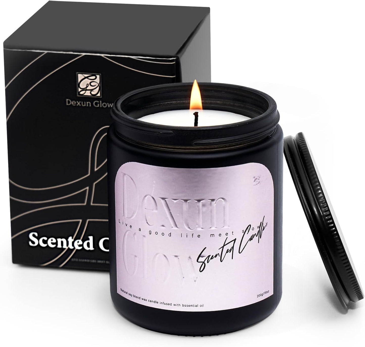 Aromatherapy Candle, Handcrafted with Natural Soy Wax and Essential Oils for Home Scented 42h Long Lasting - Romantic Gifts (7OZ Vanilla