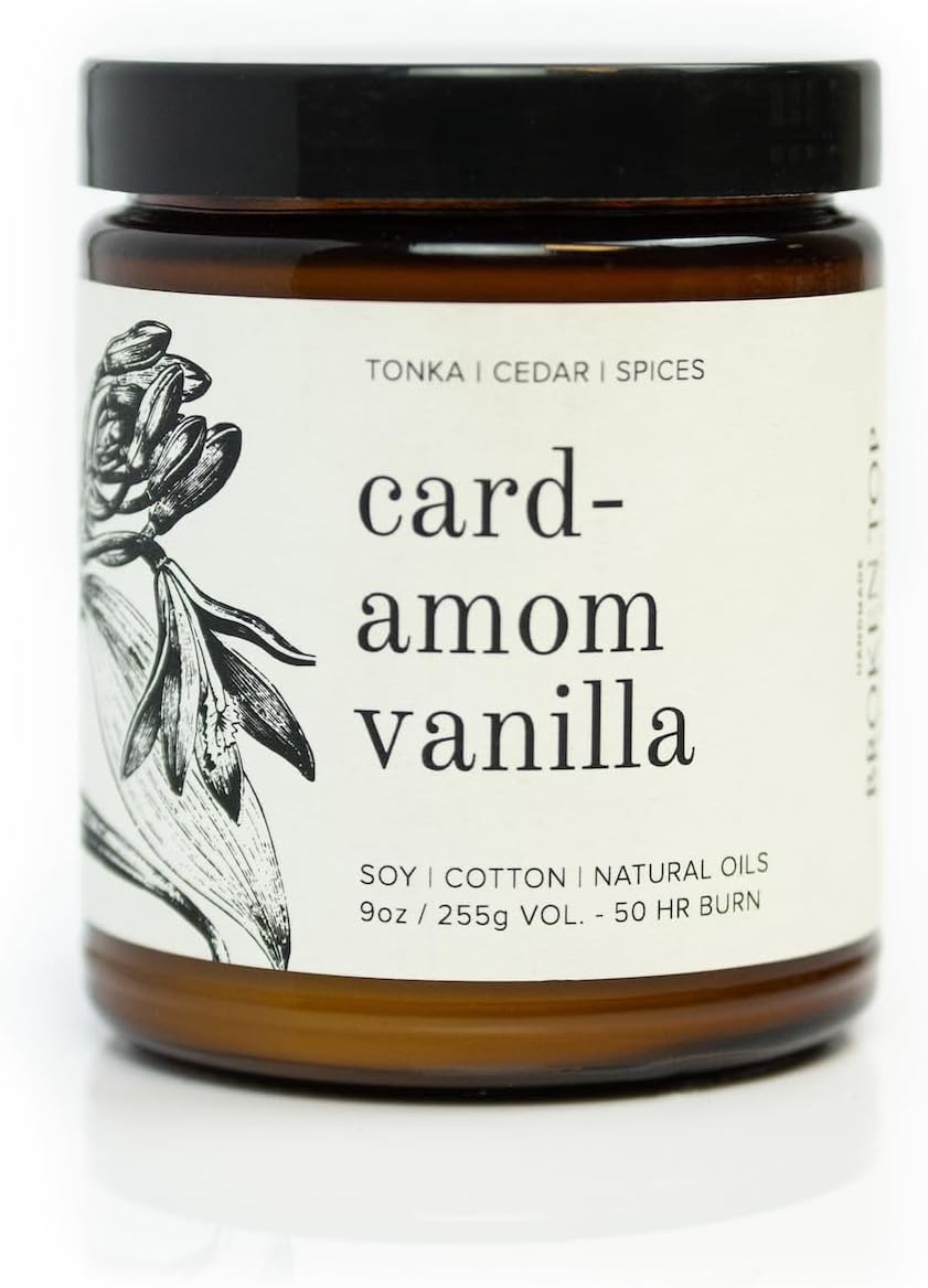 Broken Top - Cardamom Vanilla | 9 oz. Tonka, Cedar & Spices. Pure Soy Wax Candle. 50-Hour Burn Time. Natural Cotton Wick, Vegan, No Parabens, No Phthalates