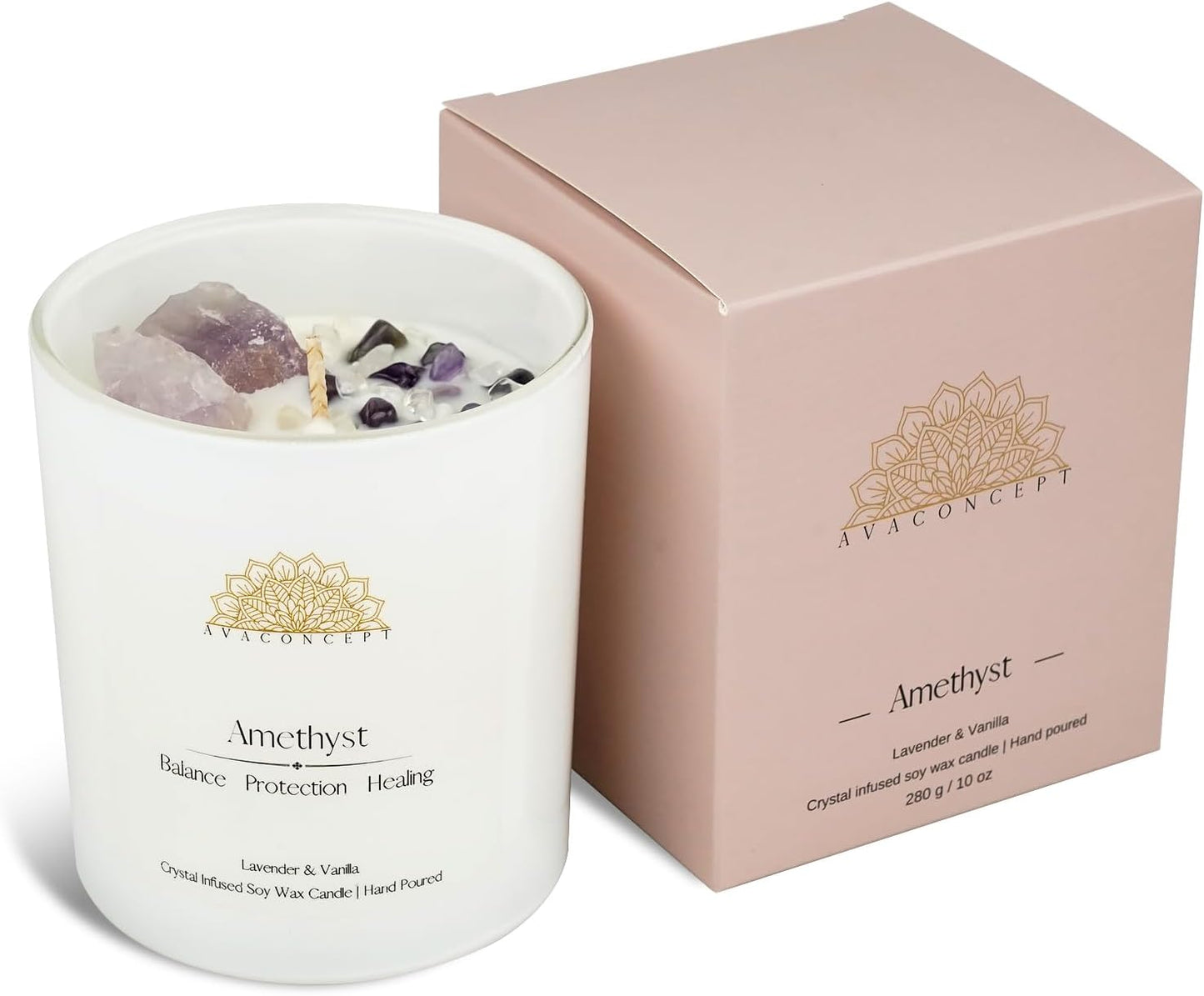 Scented Crystal Candle 10 oz jar Candle (Lavender & Vanilla)
