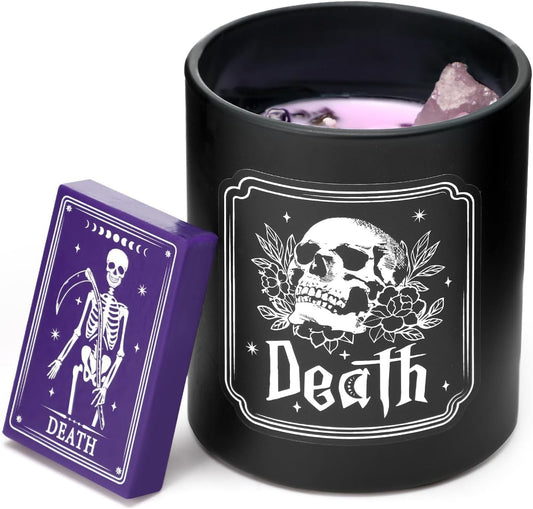Tuitessine Tarot Candle Crystal Candle Gift for Women Death Scented Card for Witchcraft, Meditation, Astrology, Stress Relief Ideal Gift for Christmas Halloween