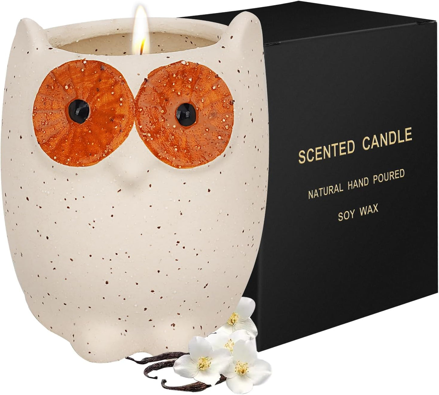 Vanilla Candles Highly Scented, Cute Owl Aromatherapy Candle 30 Hours Burn, Hand Poured Soy Wax Candle Holiday & Birthday Gift for Women, Men