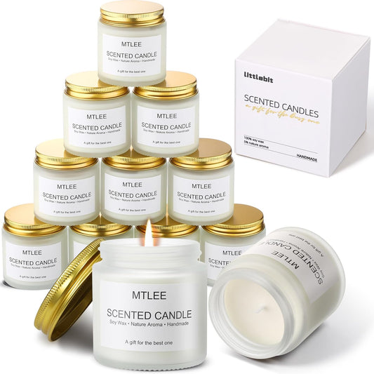 12 Pack Scented Candles Gifts for Women Aromatherapy Candle Bulk Soy Candles Gift Amber Jar Candles for Thank You Gifts Mother's Day Teacher Friend Birthday Holiday Present Stress Relief Home(White)