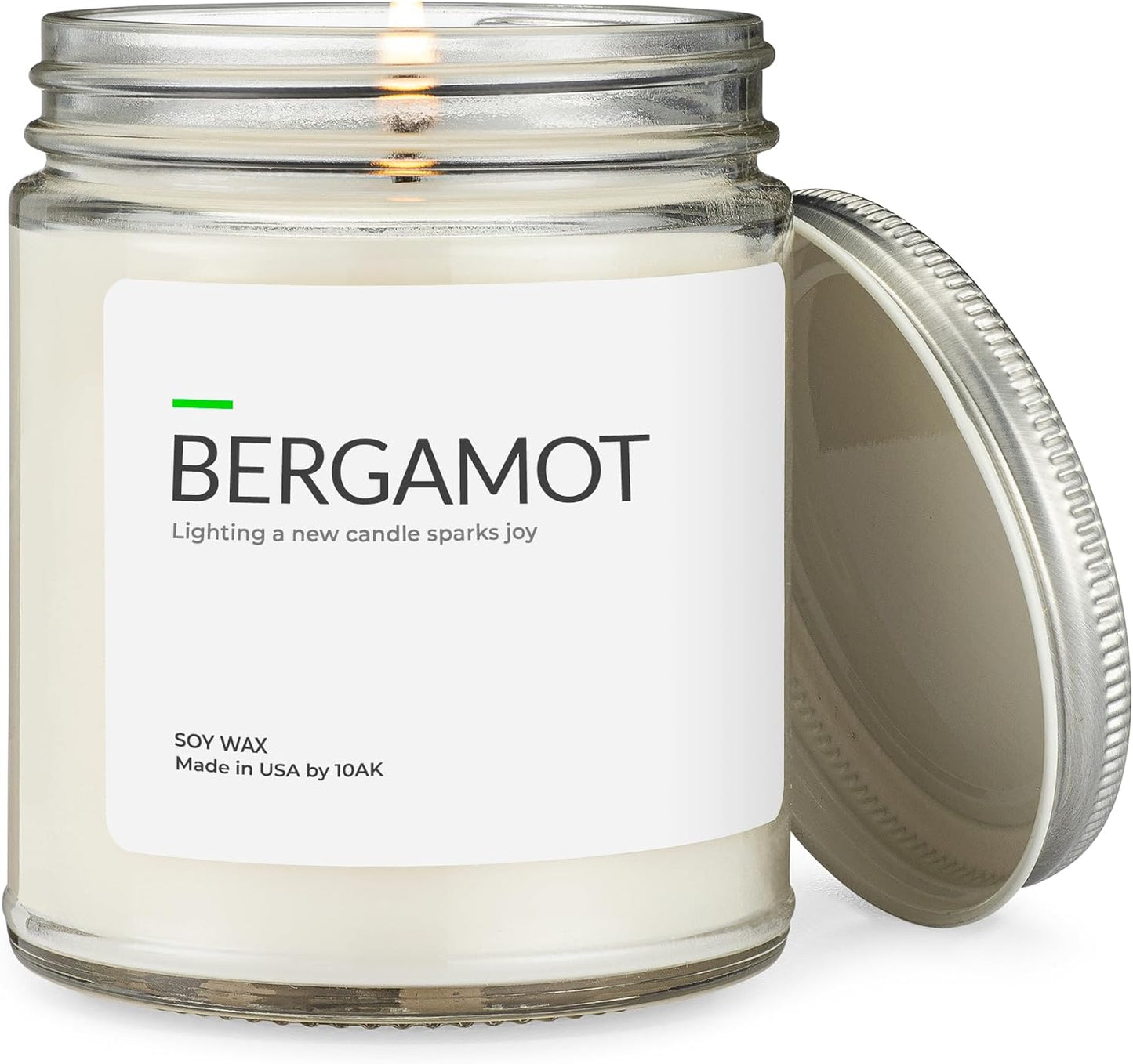 Soy Wax Scented Candles (Bergamot) - Soy Candles for Home Scented - Long Burning Candles Premium - Hand-Poured (9oz.)