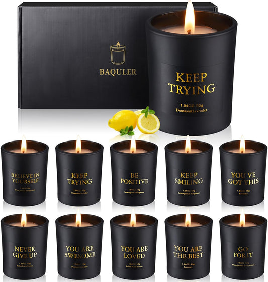 10 Pcs Motivational Aromatherapy Scented Candle Set Soy Wax Candles with Essential Oils Inspirational Scented Candles Gift Set for Women Mom Friend Sister Teacher Birthday Job Graduation Gift