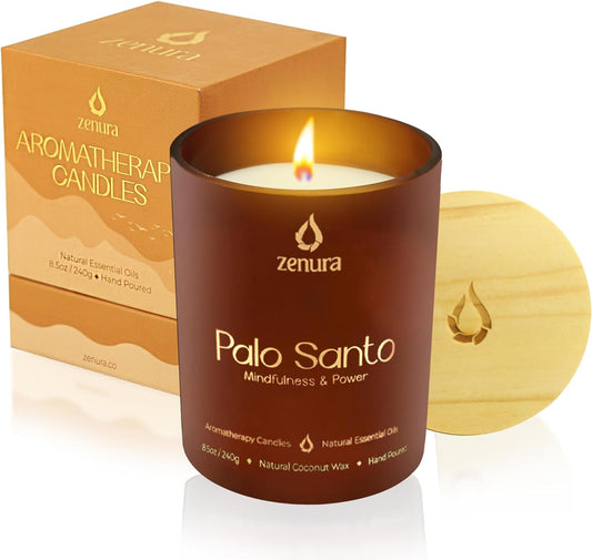 Aromatherapy Palo Santo Scented Candles, Natural Coconut Wax for Stress Relief, Home, Meditation, Yoga, Perfect Gifts for Christmas, Birthday, Men, Women, Pure Essential Oils 8.5 oz