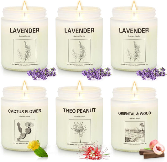 6 Pack Scented Candles, Aromatherapy Candles Gifts Set for Women, 42.6 oz 300 Hour Long Lasting Candles, Lavender Candle for Yoga | SPA | Relaxing, Birthday, Valentine, Christmas, Anniversary Present