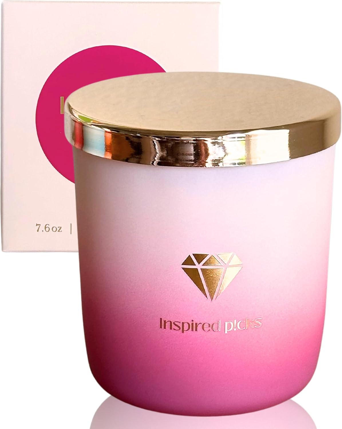 Lush Purple Candle – Raspberry & White Musk w/Gold Diamond Symbol – (Luxury) Candles for Home Scented, Expecting Mom Gift – (Mother’s Day) Giftable & Reusable Gradient Glass Jar