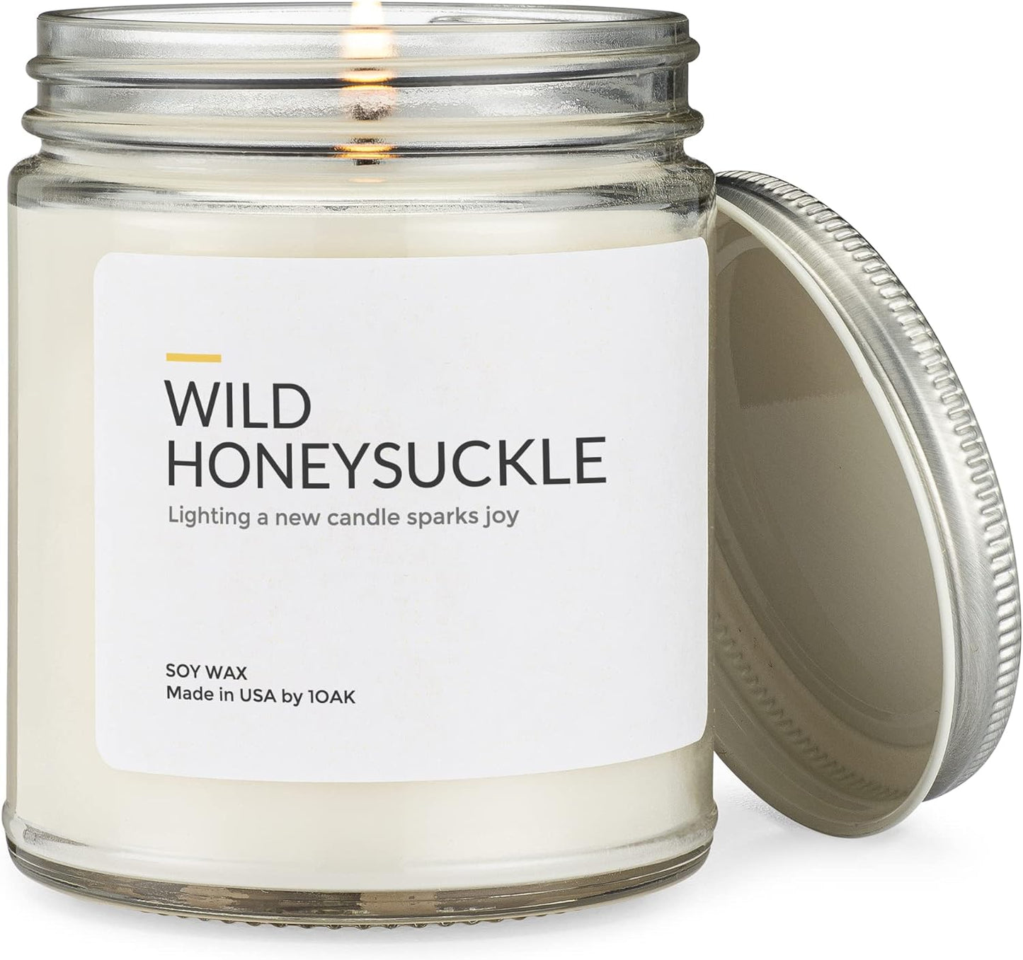 Soy Wax Scented Candles (Wild Honeysuckle) - Soy Candles for Home Scented - Long Burning Candles Premium - Hand-Poured (9oz.)