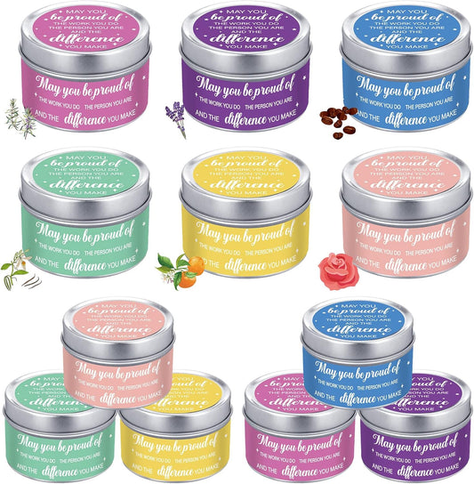 12 Pieces Thank You Gifts for Coworker Candle Set Coworker Gifts Employee Appreciation Gift Relaxing Stress Relief Women Soy Wax Aromatherapy Candle Set for Women Employee Teacher Friends