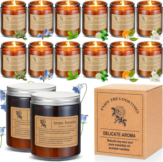 12 Pack Candles for Home Scented 84oz 600 Hour Long Lasting Candles Bulk Soy Wax Jar Candles Scented Candles Aromatherapy Candles Gifts for Women Valentine Birthday Mother's Day Present