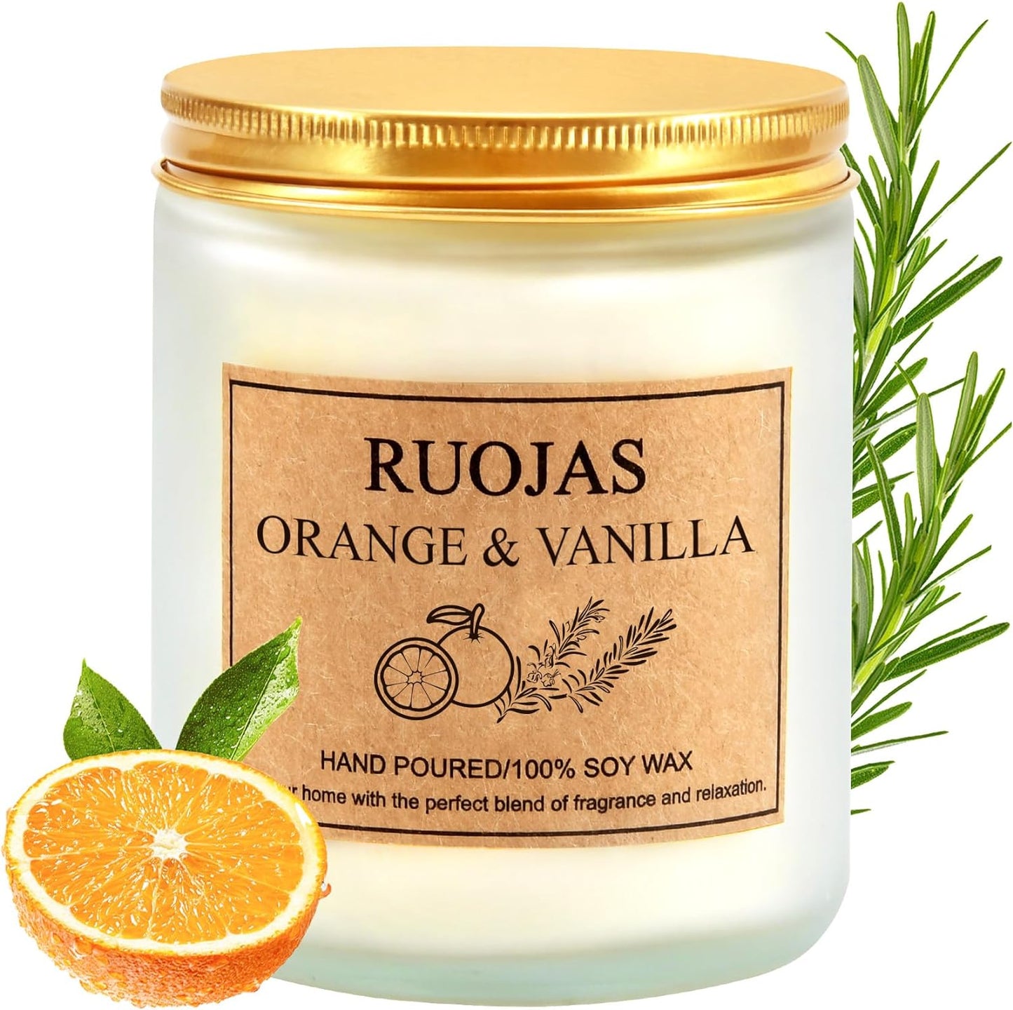Scented Candle Natural Soy Candle Vanilla & Orange Aromatherapy Candle Gifts for Mom Women Dad, Holiday Candle, Spa Candle, 45 Hour Burn Time (7oz)
