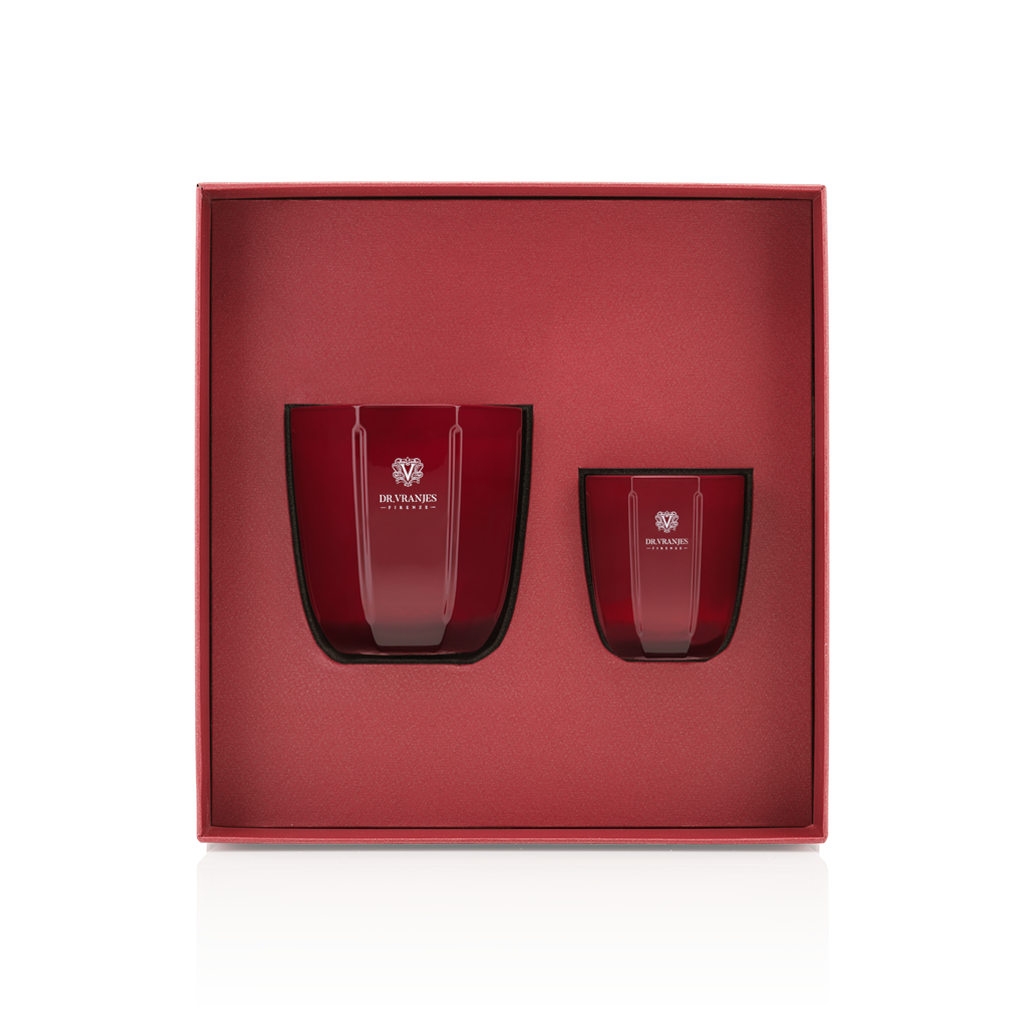 Scented Candles in a Tormalina Vase Gift Set | Rosso Nobile