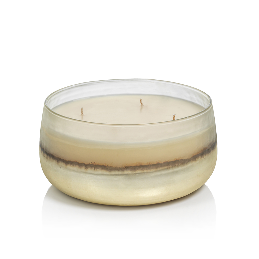 Tonal Metallic Scented Candle Bowl  - White Smoke