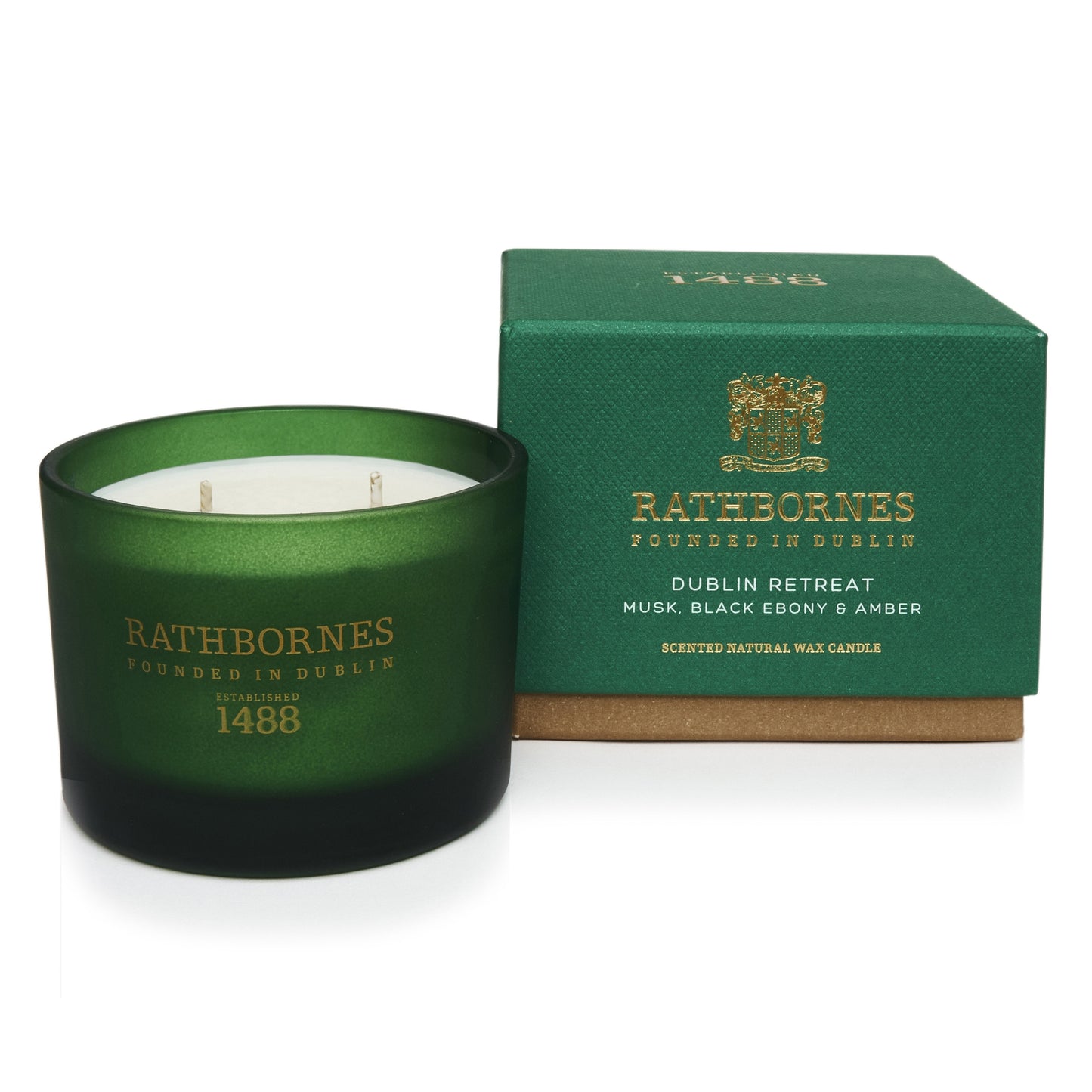 Rathbornes Dublin Retreat Classic Two Wick Candle Scented | Musk, Black Ebony & Amber