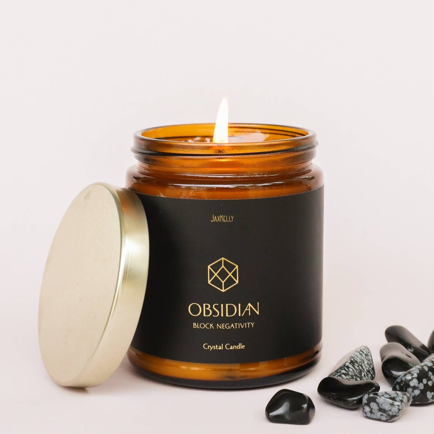 JaxKelly Amber Jar Crystal Candle