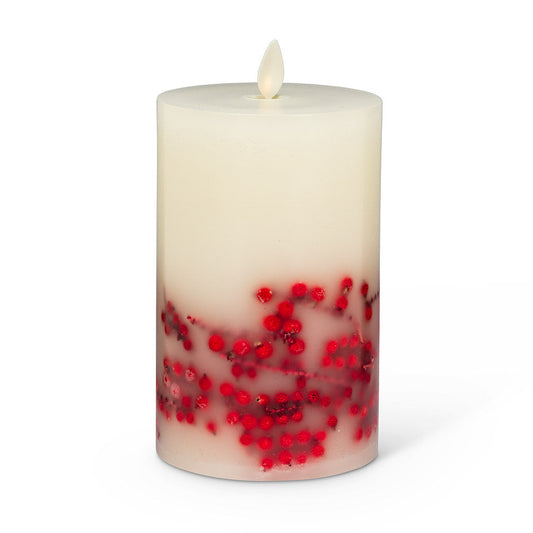 Reallite Flameless Pillar Candle with Red Berries
