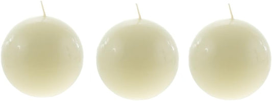Mega Candles 3 pcs Unscented Ivory Round Ball Candle, Hand Poured Premium Wax Candles 3 Inch Diameter, Home Décor, Wedding Receptions, Baby Showers, Birthdays, Celebrations, Party Favors & More
