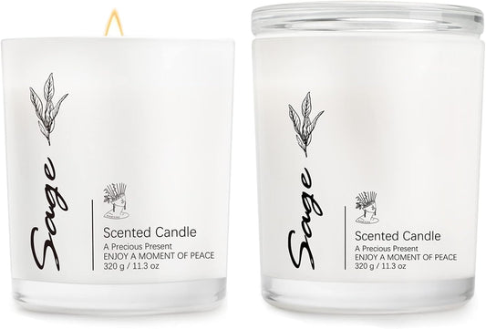 Sage Candles for Cleansing House Negative Energy, Alternative to Smudge Sticks, 22.6 OZ Sage Candles for Home Scented, Sage Smudge Candles for Meditation, Home Cleansing, Smudge Rituals, Pack of 2