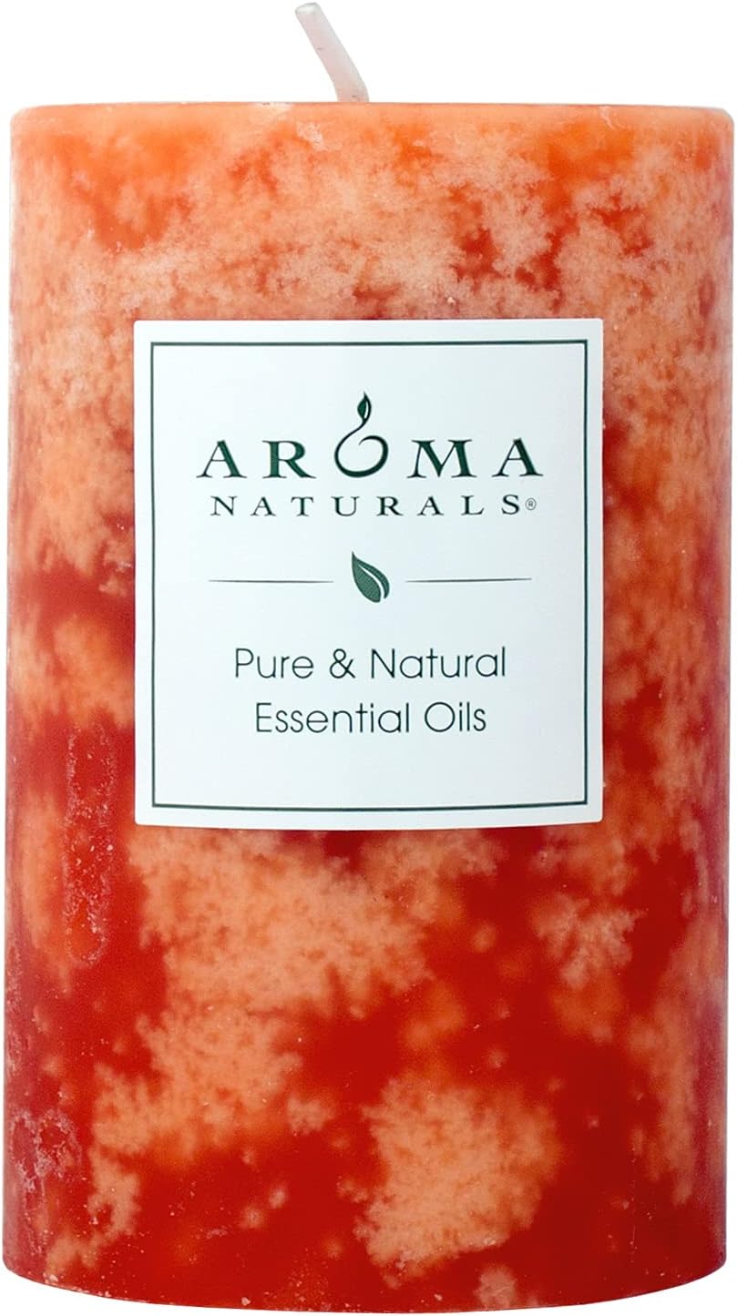 Aroma Naturals Orange and Cedar Essential Oil Scented Pillar Candle, Clarity, 2.5 inch x 4 inch