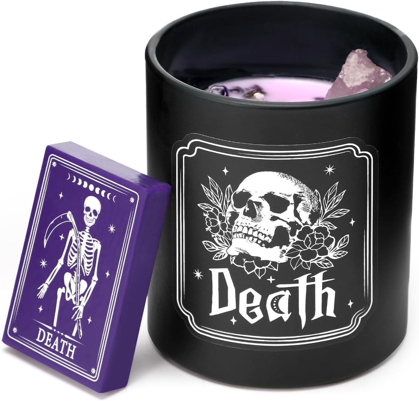 Tuitessine Tarot Candle Crystal Candle Gift for Women Death Scented Card for Witchcraft, Meditation, Astrology, Stress Relief Ideal Gift for Christmas Halloween