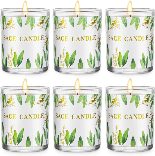 Candles, 6 Pack Sage Candles for Cleansing House Negative Energy, Scented Candles Gifts Set for Women, Soy Scented Candles for Home Scented, Alternative to Smudge Sticks, Relax & Restore Body & Mind