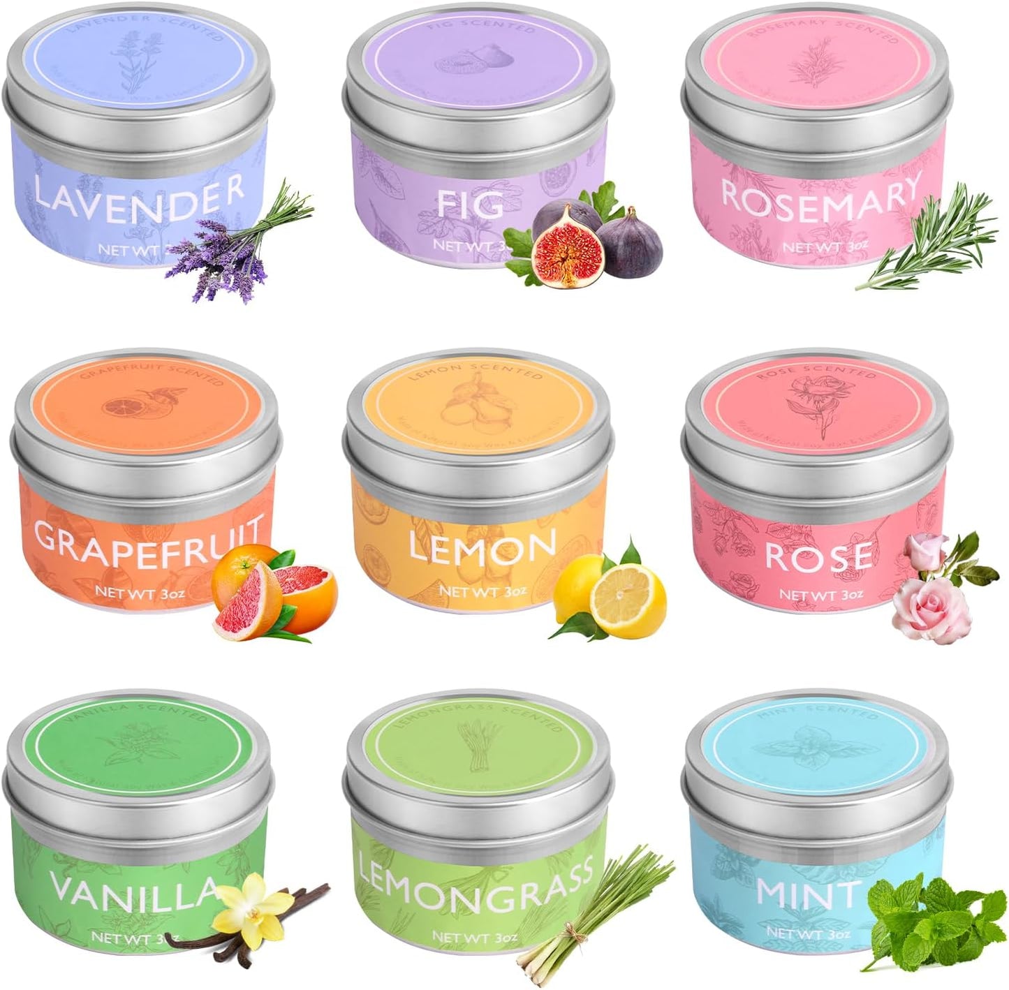 Candles Set for Women, Scented Candles Bulk Chrismas Gifts Stocking Stuffers, 9 Pack Soy Candles, 200H Burning, Ideal for Birthday, Christmas, Thanksgiving