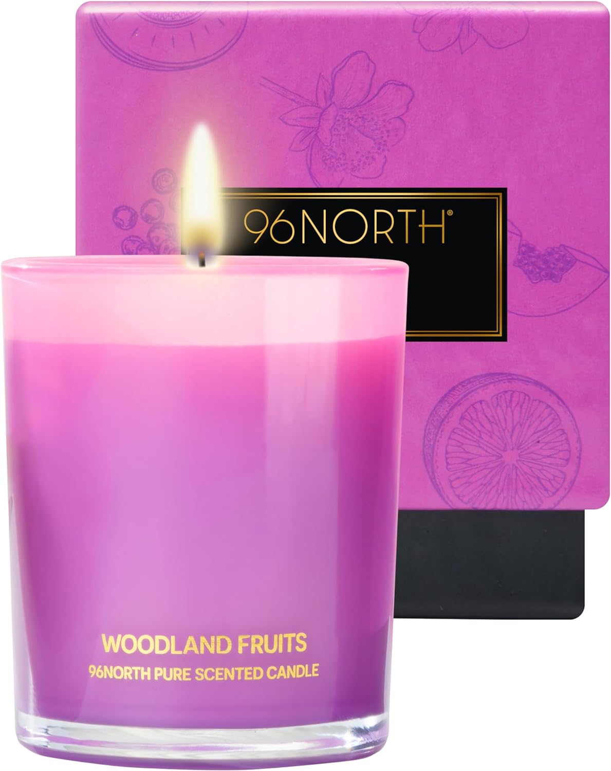 96NORTH | Pure Woodland Fuits Candles | 100% Natural Soy Wax | Jar Candle | Natural Fragrance Technology | Non Toxic | Up to 35 Hours Burning Time | Aromatherapy Gift for Men and Women