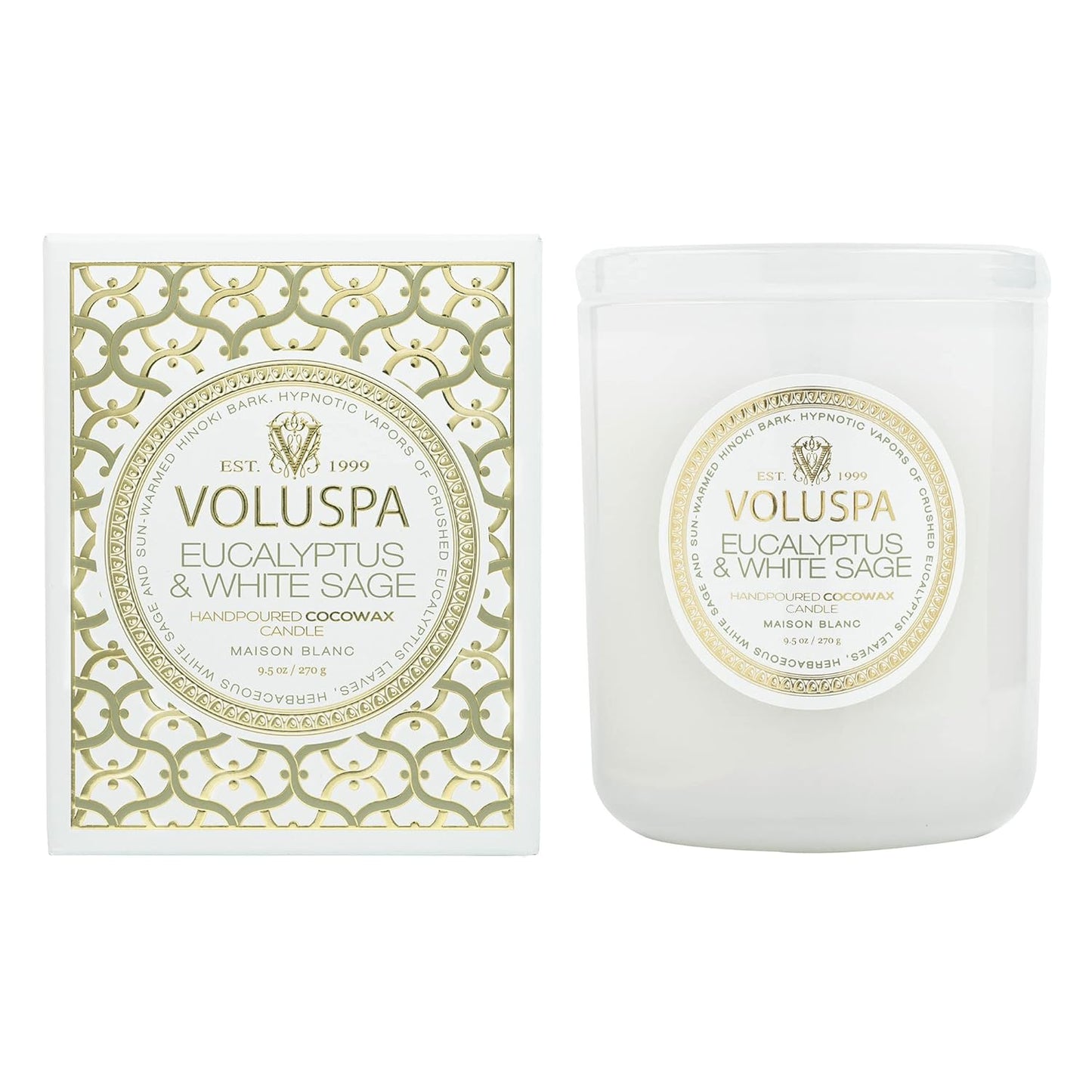 Voluspa Eucalyptus and White Sage by Voluspa for Unisex - 9.5 oz Candle