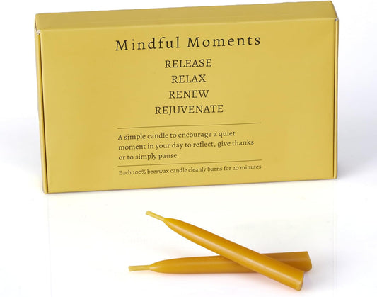 Mindful Meditation Candle Refill Set with 30 Mini Taper Candles - 1 Month Supply, 30 Mediation Prayer Candles - Candle Holder Not Included