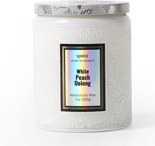 Peach Candle Aromatherapy Healthy Pretty Candle (7.2 oz) 40-50 Hour Burn Time, Cotton Wick, Natural Soy Candle for Women, Good Smelling for Home Scented,Bedroom,Living Room, Bathroom