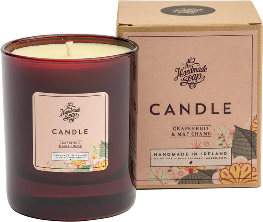 Handmade Soap Company Natural Soy Wax Candle, Grapefruit and May Chang, Up to 40 Hour Burn