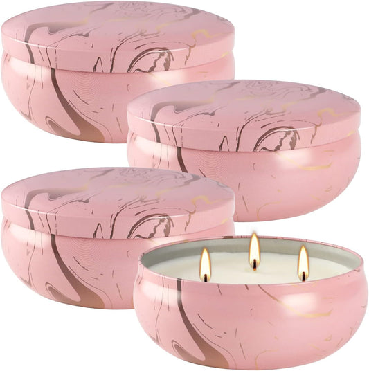 Outdoor and Indoor Citronella Candles,4 Pack 3 Wick 12oz Aromatherapy Candles for Camping Patio Garden Party Yard Home