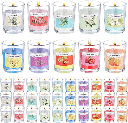 Set of 40 Scented Candles Bulk Candles for Home Candles Gift Set for Women with 10 Fragrances Aromatherapy Jar Candle Natural Wax Candles for Teacher Birthday Thanksgiving Anniversary