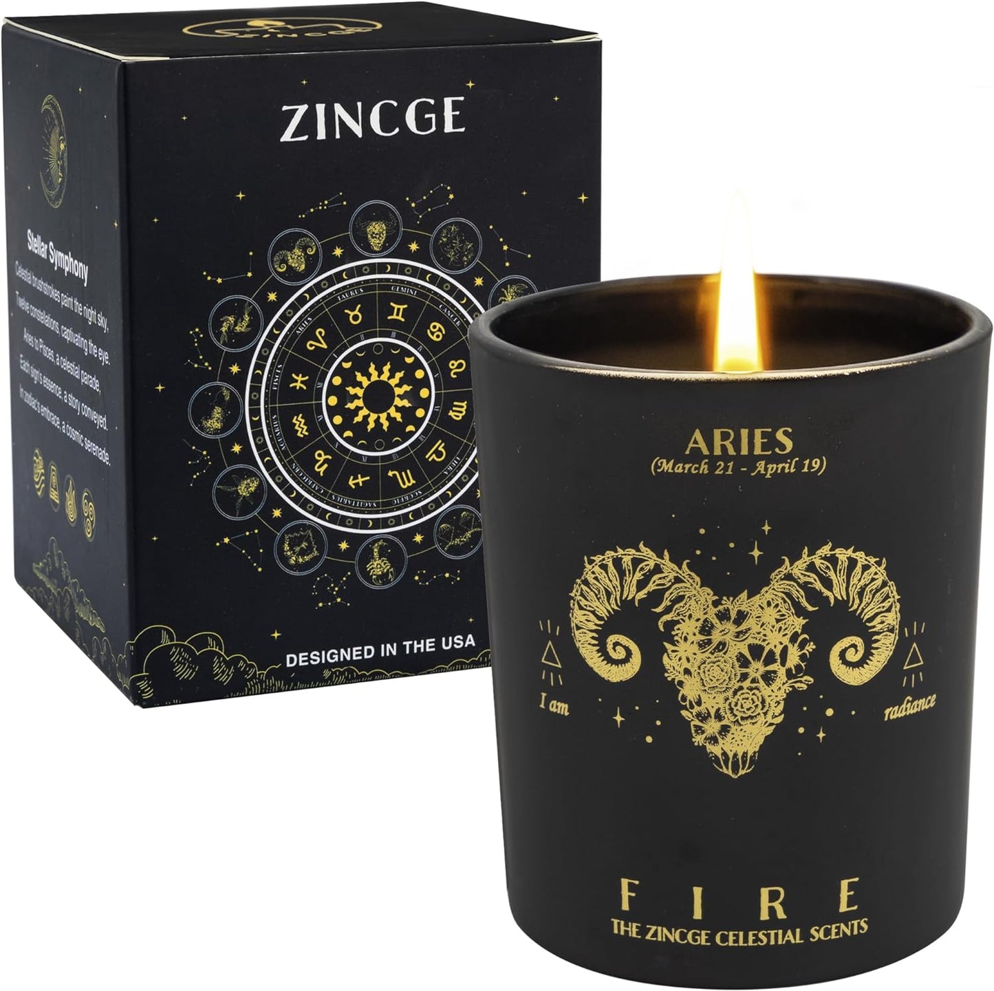 Aries Candle for Men, ZINCGE Zodiac Sign Aries Gifts for Women Candle Astrology Gifts, March Birthday Gifts, Scented Candles for Women Christmas Gifts, Soy Candles for Home Scented