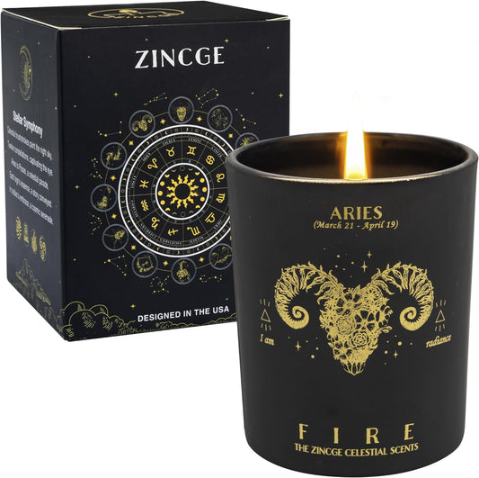 Aries Candle for Men, ZINCGE Zodiac Sign Aries Gifts for Women Candle Astrology Gifts, March Birthday Gifts, Scented Candles for Women Christmas Gifts, Soy Candles for Home Scented