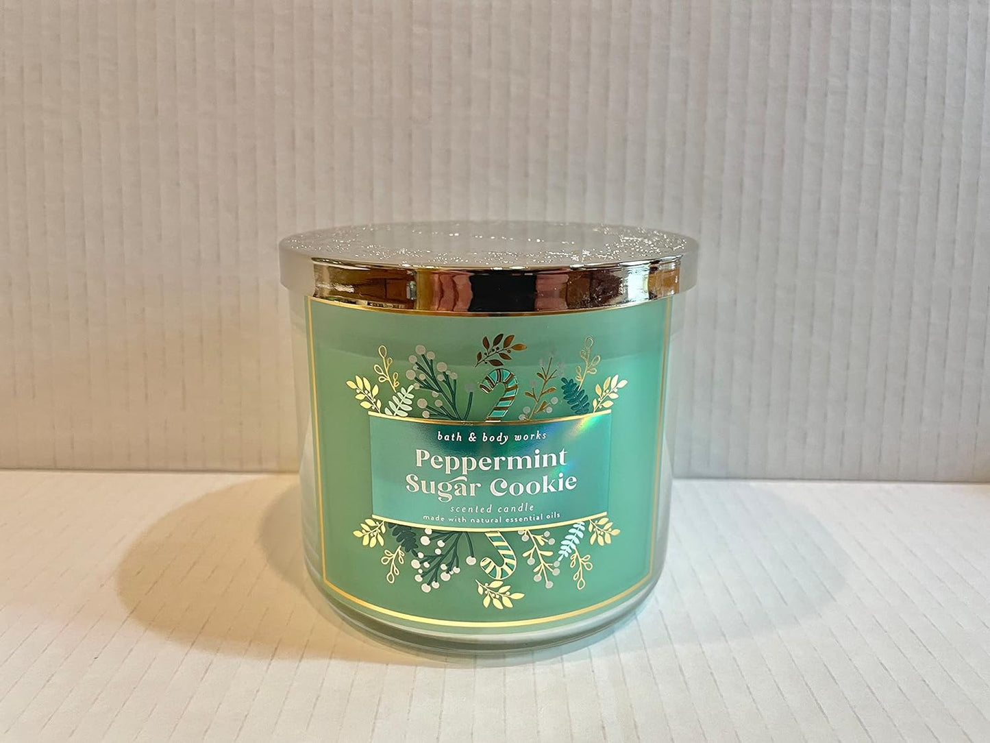 Bath & Body Works, White Barn 3-Wick Candle w/Essential Oils - 14.5 oz - Christmas Scents! (Peppermint Sugar Cookie) Label Artwork Varies