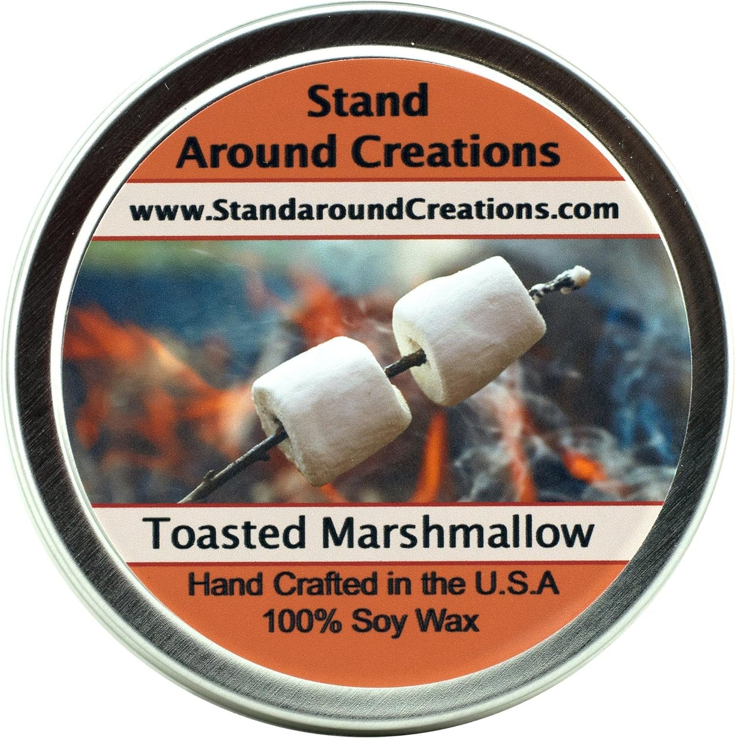 Premium 100% All Natural Soy Wax Aromatherapy Candle - 6oz Tin - Scent: Toasted Marshmallow: A Fragrance so True to its Name! Imagine a Marshmallow on a Stick, just Slightly Toasted by The fire.