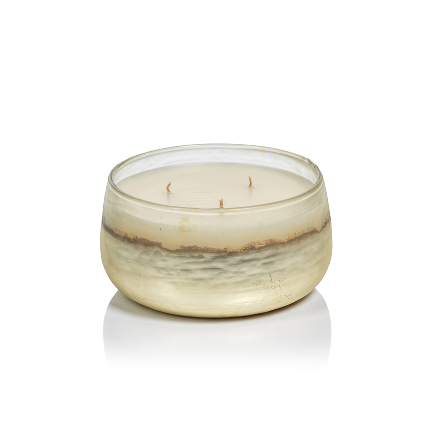 Tonal Metallic Scented Candle Bowl  - White Smoke