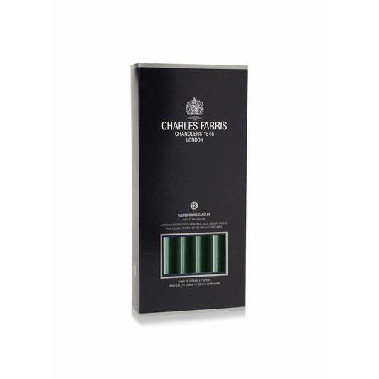 Royal Fluted Candles | Evergreen 9" Tall Dining Pack of 12