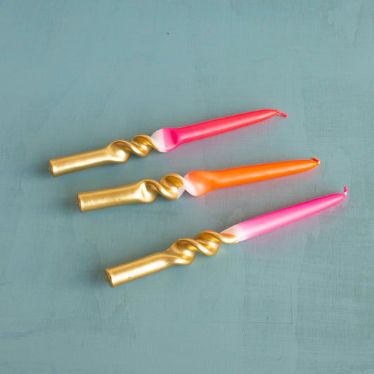 Dip Dye Swirl Candles in Golden Hour
