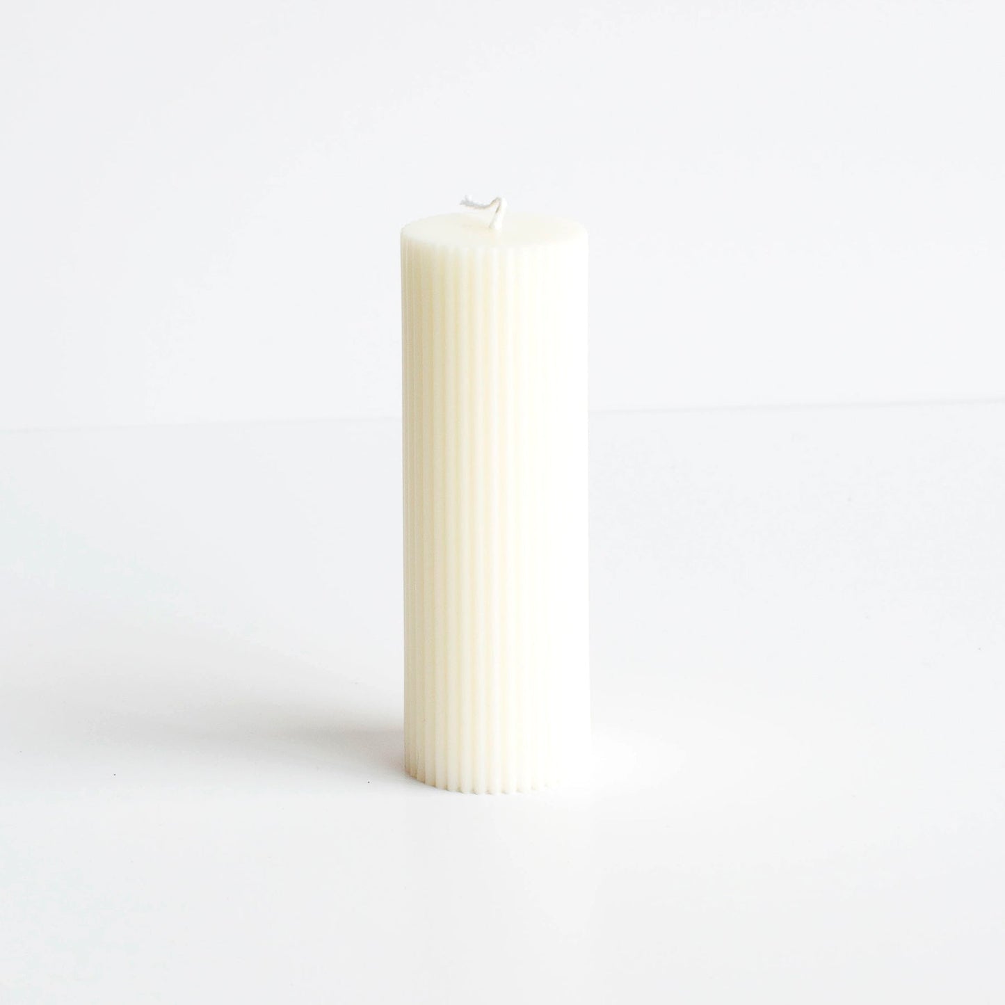 Pleated Pillar Candle in White