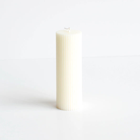 Pleated Pillar Candle in White