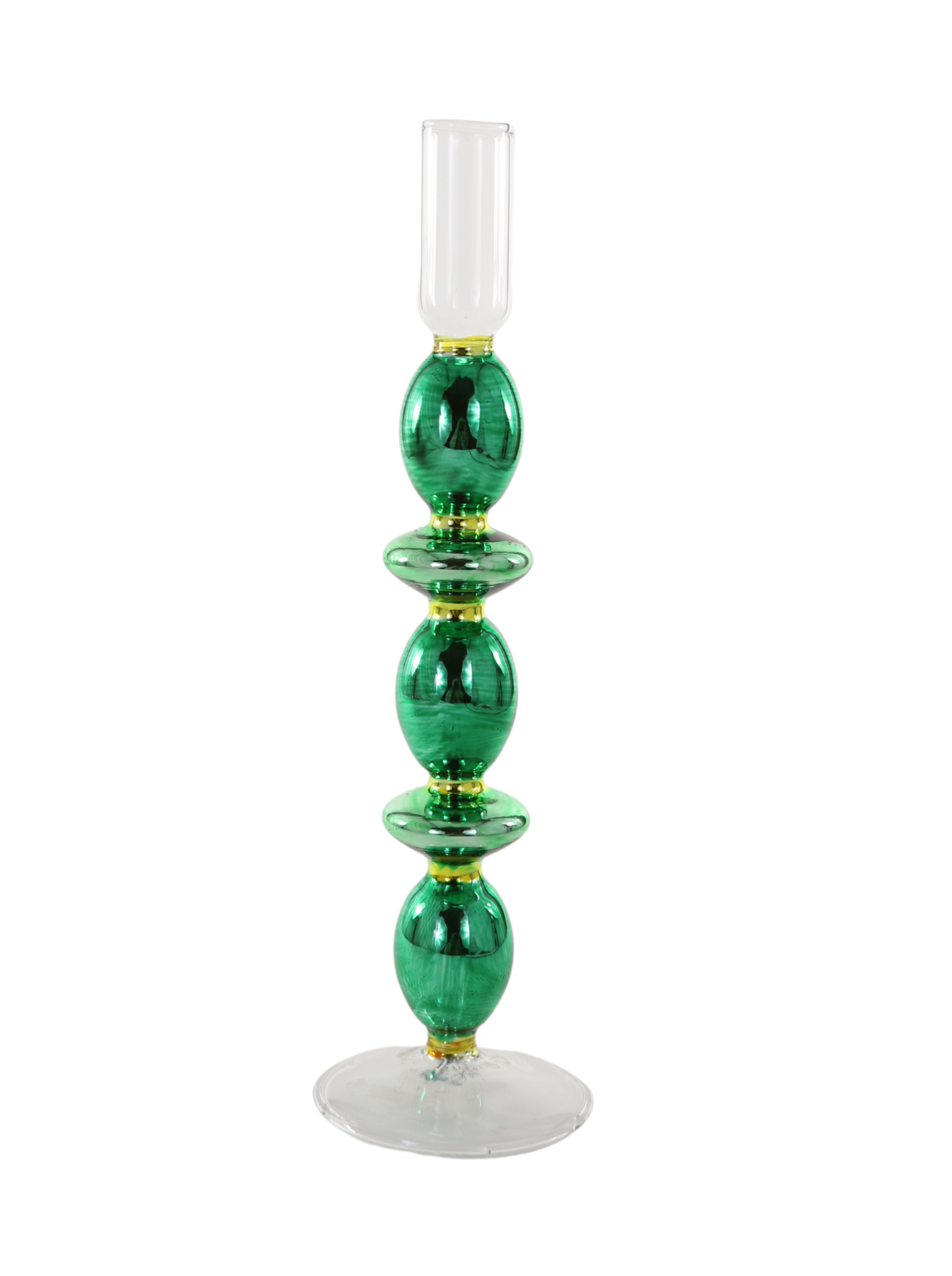 SHINY GREEN SPINDLE CANDLESTICK
