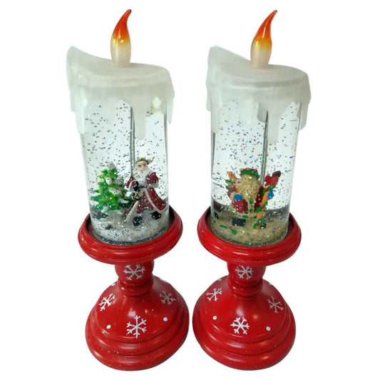 Santas Forest 22412 Candle Scene Christmas Decoration, Set of 2