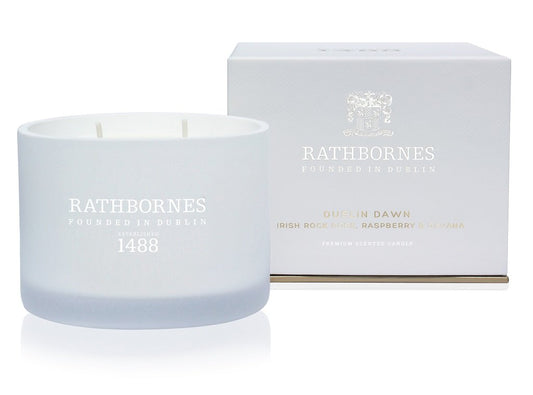 Rathbornes Four Wick Luxury Scented Candle Dublin Dawn | Irish Rock Rose, Raspberry & Davana