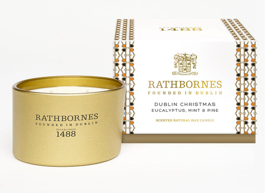 Rathbornes Luxury Candle Classic Scented Dublin Christmas (Eucalyptus, Mint & Pine) 2-Wick