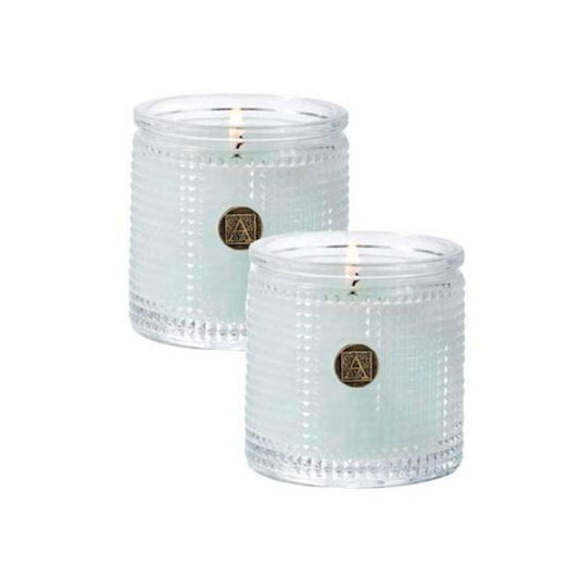 Scented Candle in Textured Glass | Cotton Ginseng | Set of 2