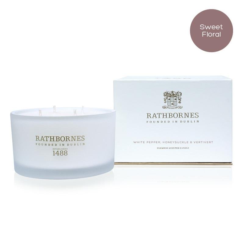 Rathbornes Two Wick Classic Scented Candle | White Pepper, Honeysuckle & Vetiver