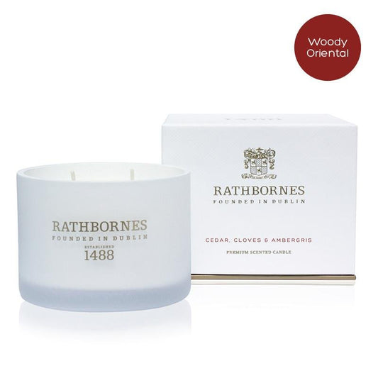 Rathbornes Two Wick Classic Scented Candle | Cedar, Cloves & Ambergris